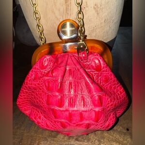 EUC Vintage Brahmín Red oversized change purse.
